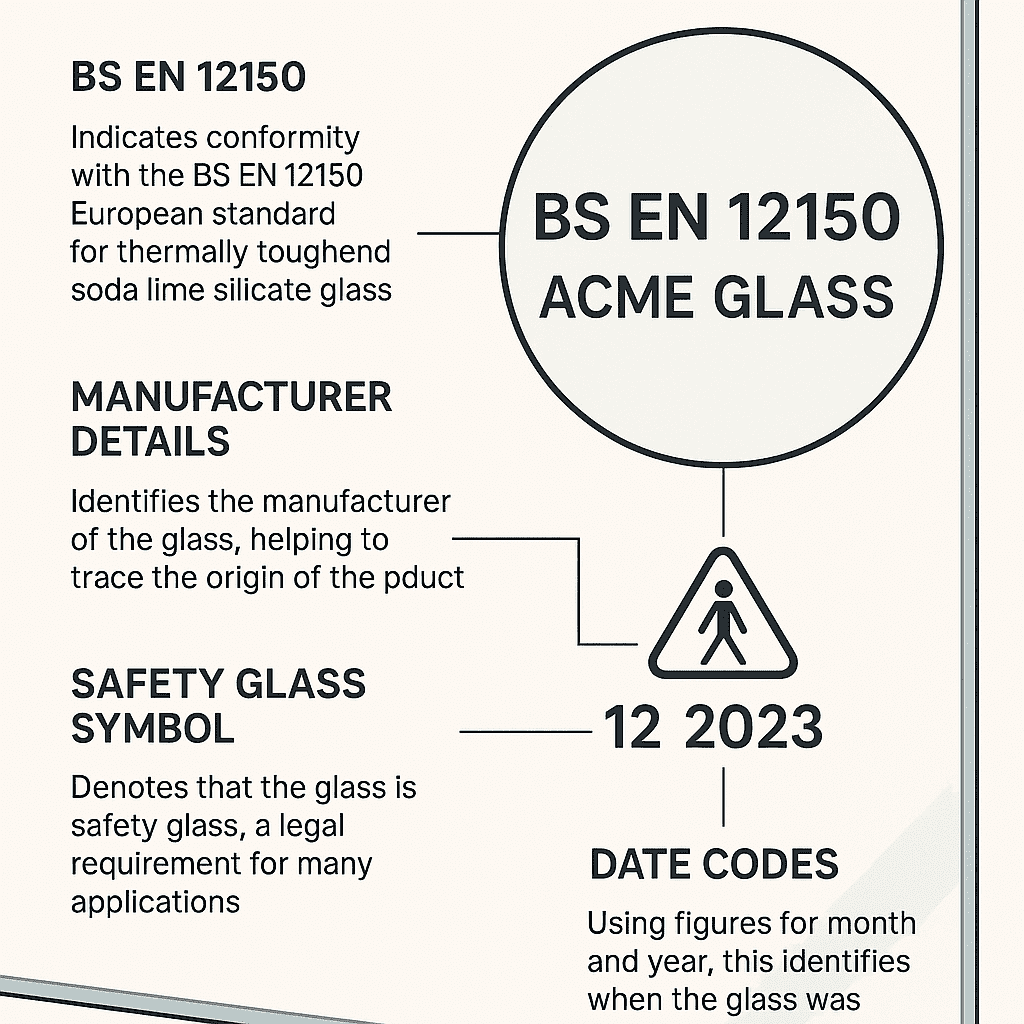 Safety markings on toughened glass