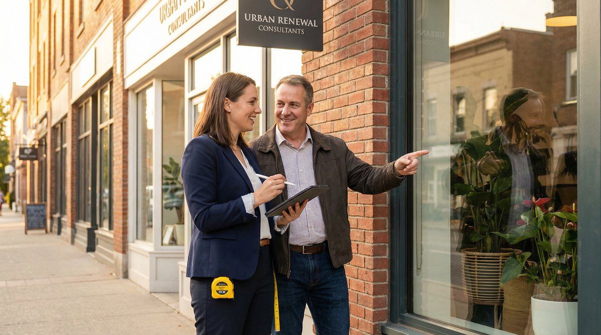 Professional site survey consultation for shop front installation