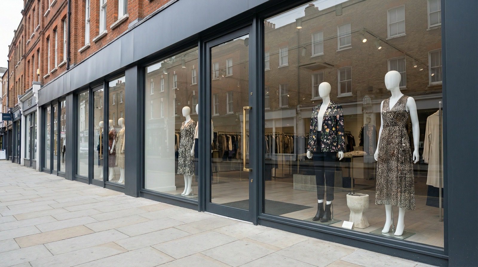 Aluminium shop front installation for boutique retail store