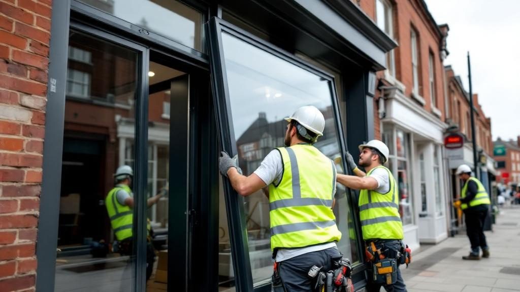Aluminium shop front installation for retail store in London