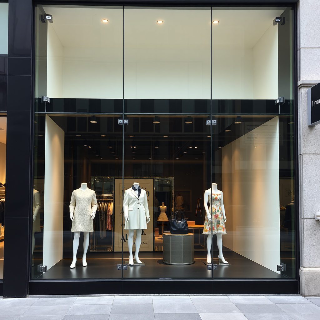 Frameless toughened glass shop front for luxury boutique
