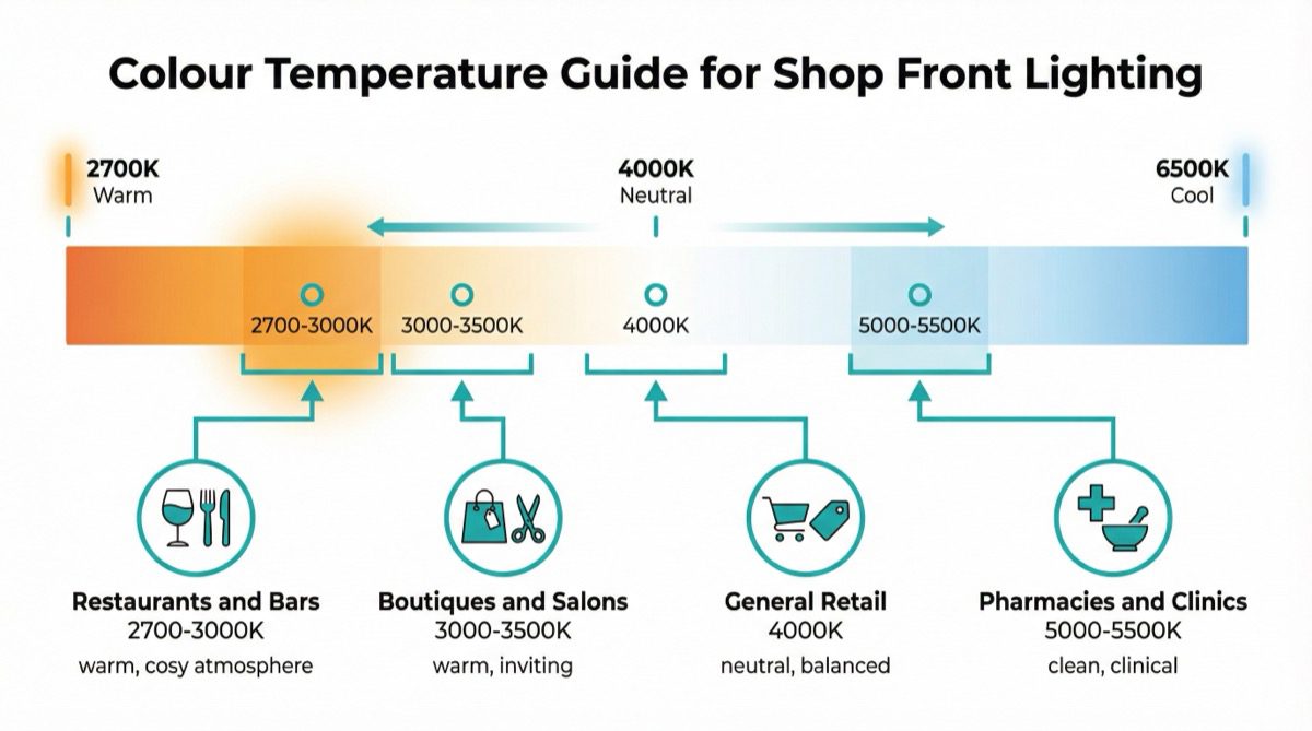 Colour temperature guide for different business types