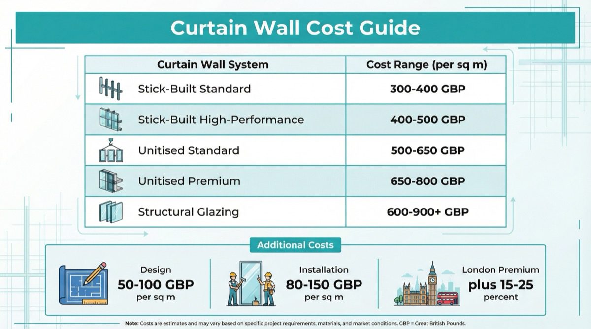 Curtain wall cost guide with pricing by system type
