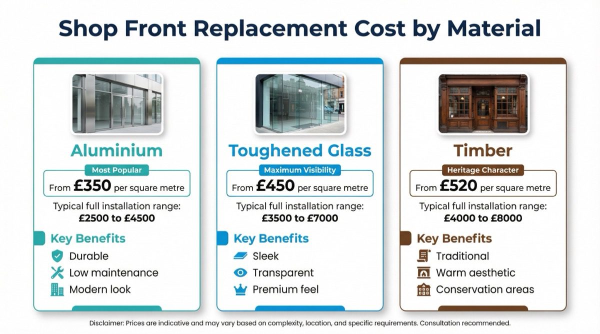 Shop front replacement cost by material