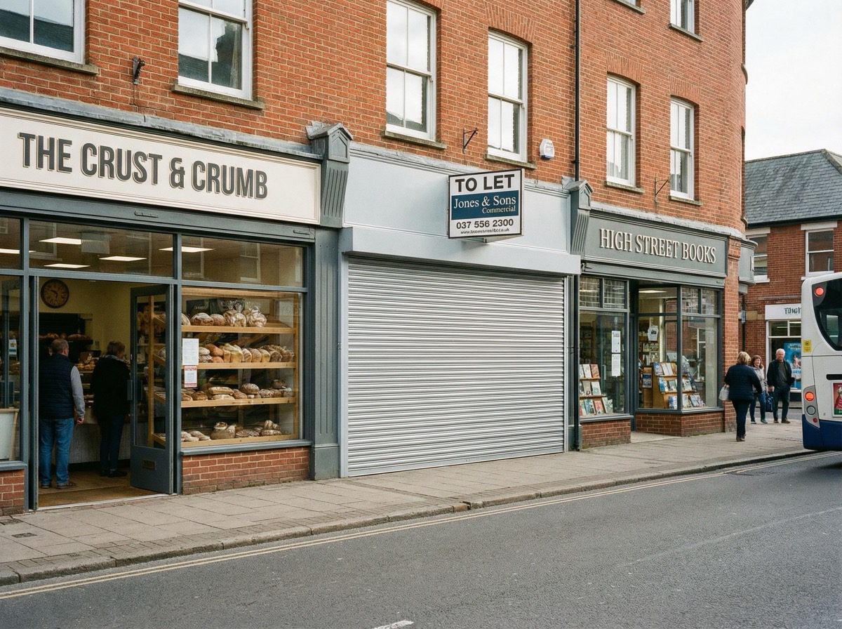 Roller shutter securing a vacant commercial unit