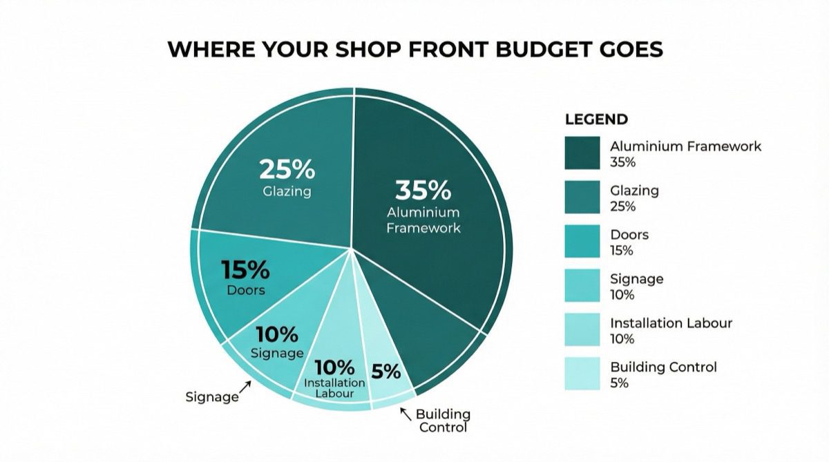 Shop front budget breakdown pie chart